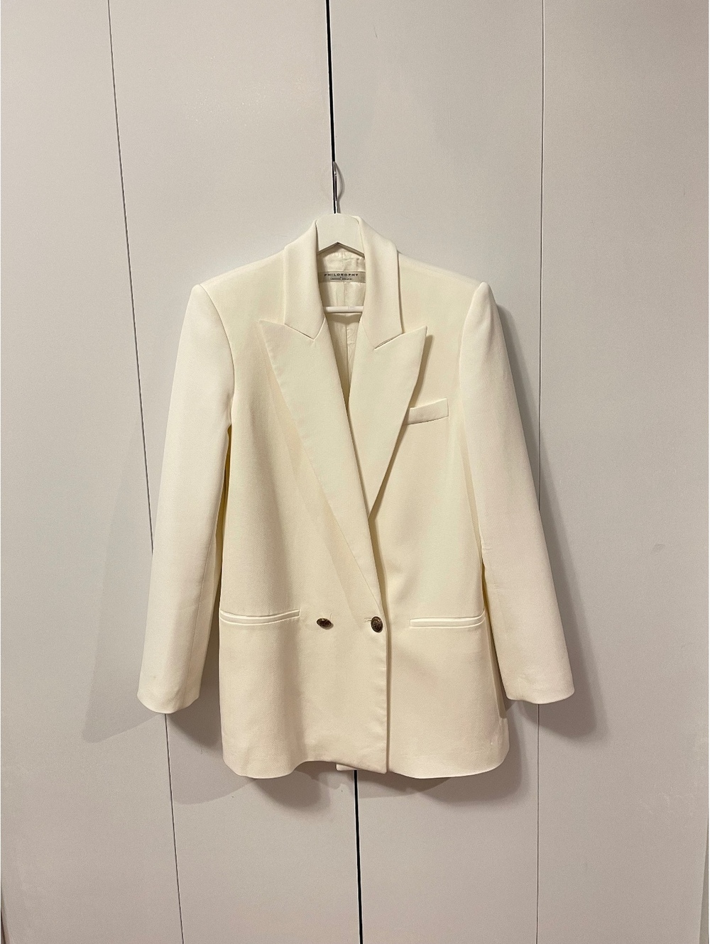 Philosophy di Lorenzo Serafini White Double-Breasted Blazer Jacket Size 40